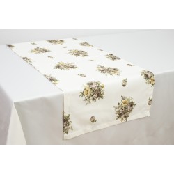 Napron decorativ / traversa anti-pete din bumbac teflonat, model floral